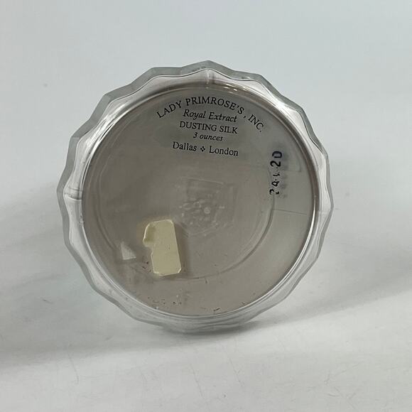 Lady Primrose Royal Extract Dusting Silk Glass Powder Shaker Dallas London 3oz - Picture 5 of 10